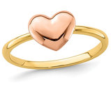 14K Rose Pink and Yellow Gold Polished Heart Ring